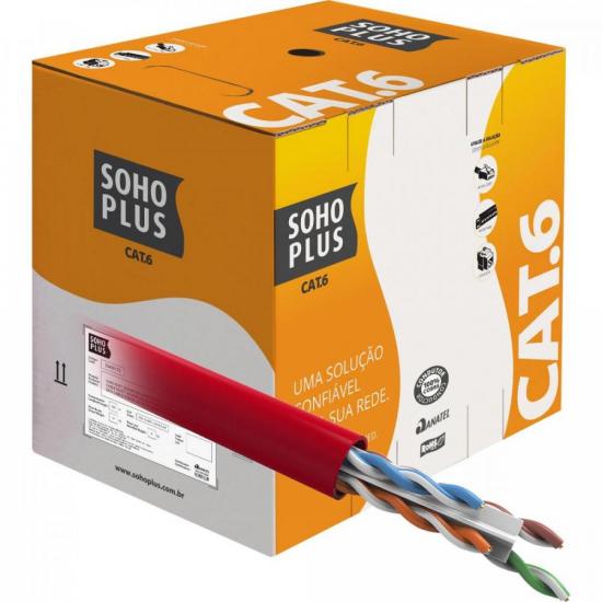 Cabo de Rede CAT.6 CMX CX 305m Vermelho Furukawa Sohoplus - CX / 305