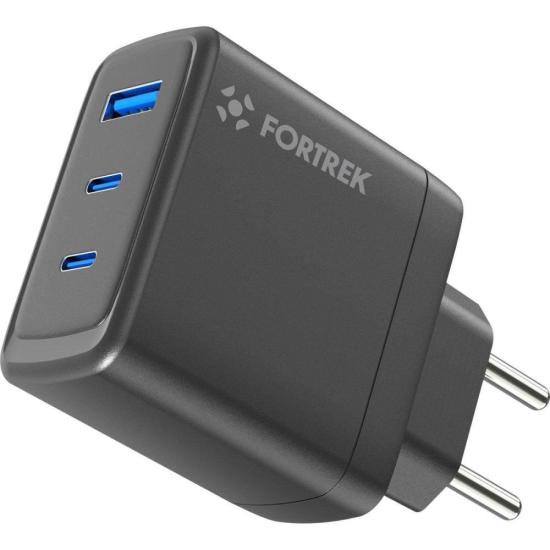 Carregador Universal TRIPLO USB-C e USB-A Fortrek CG633 65W 
